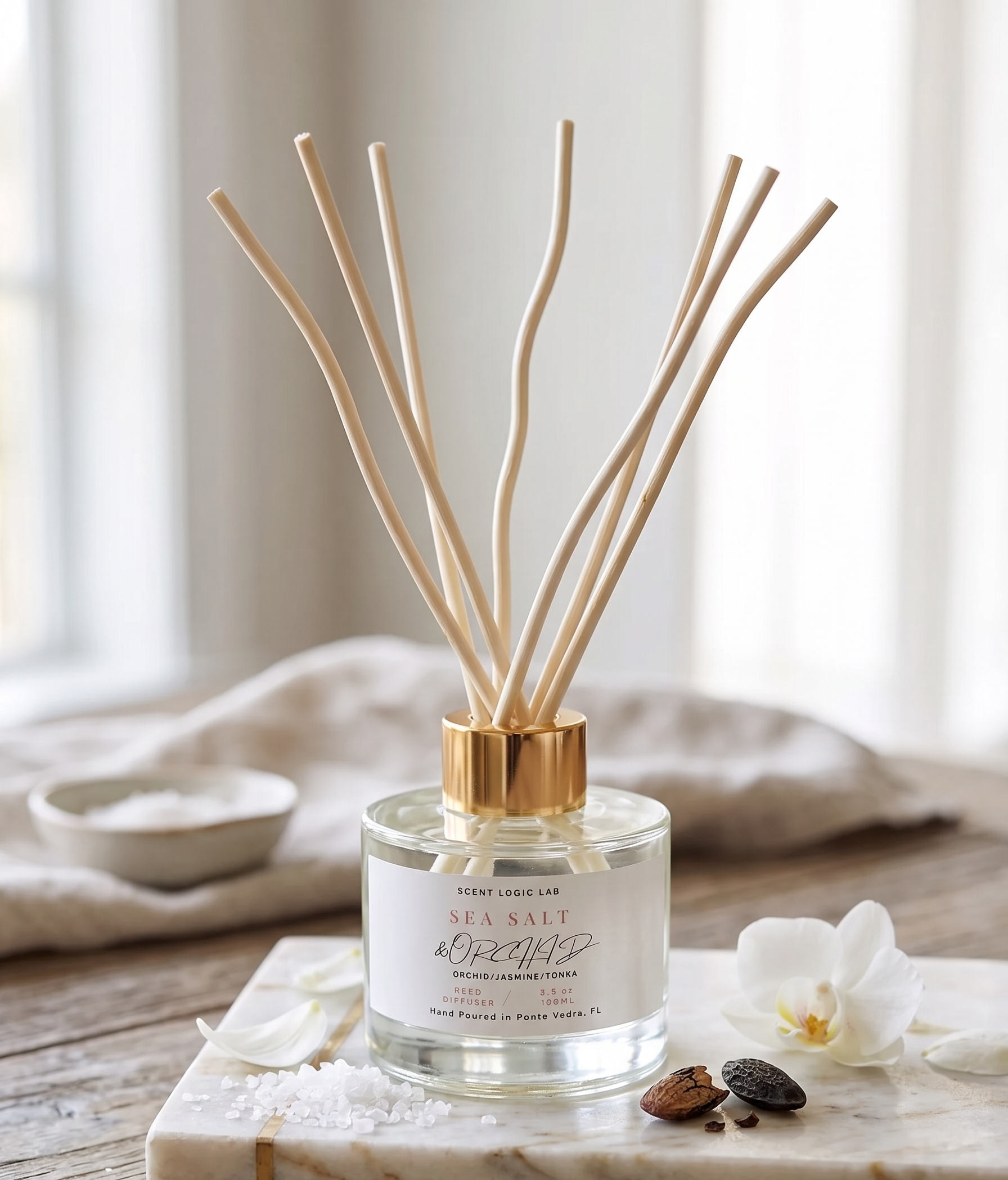 Sea Salt and Orchid Reed Diffuser – 100ml & 200ml | Hand-Poured Aroma for Home or Office-0