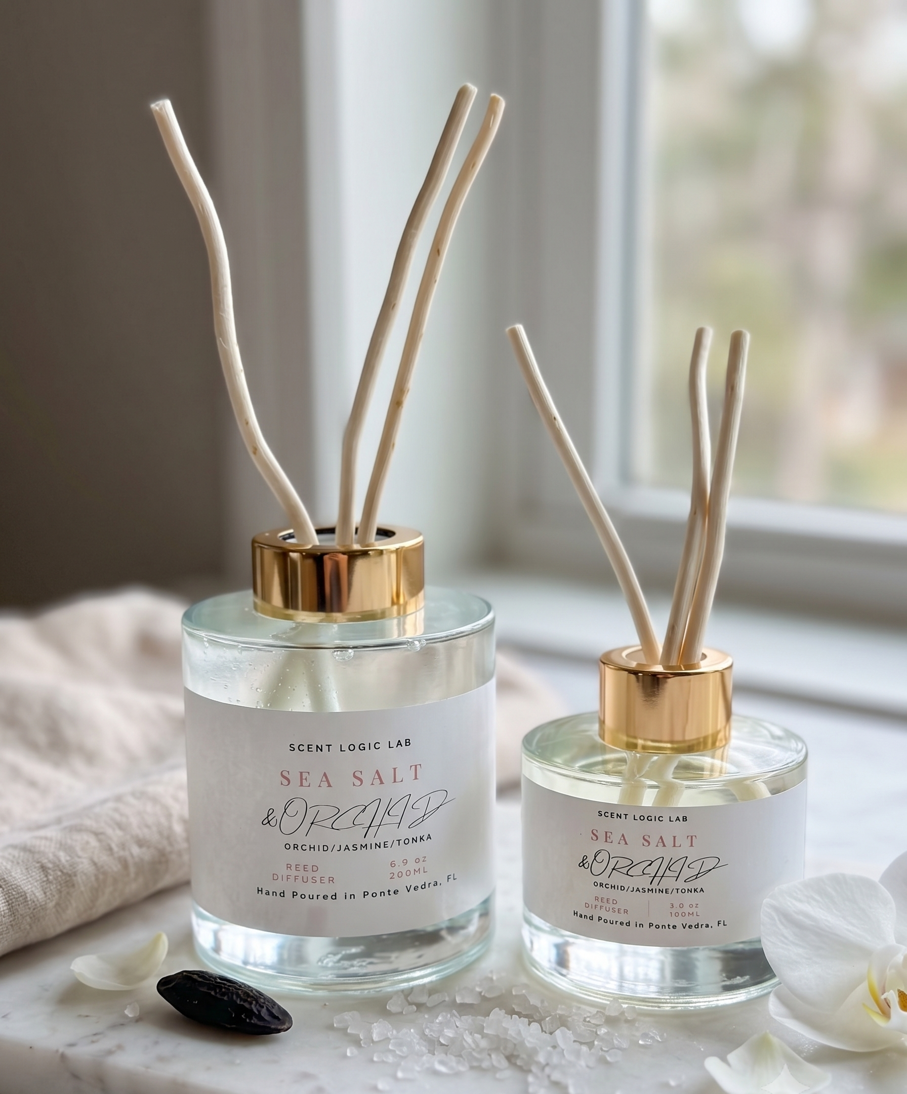 Sea Salt and Orchid Reed Diffuser – 100ml & 200ml | Hand-Poured Aroma for Home or Office-3