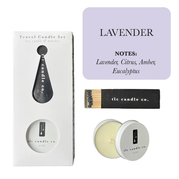 Lavender Travel Candle | Relaxing Soy Candle with Eucalyptus & Citrus | Portable Spa Candle with Matches