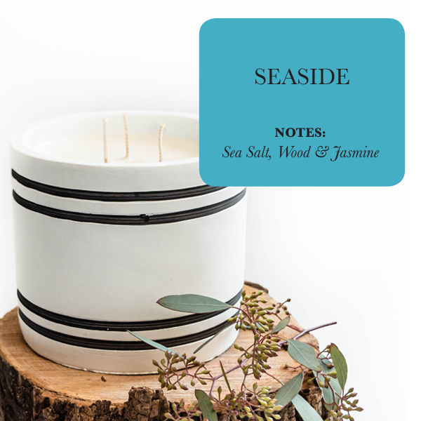 Luxury 3-Wick Soy Candle in Reusable Cement Vessel | Large Handmade Candle | 120 Hour Burn Time
