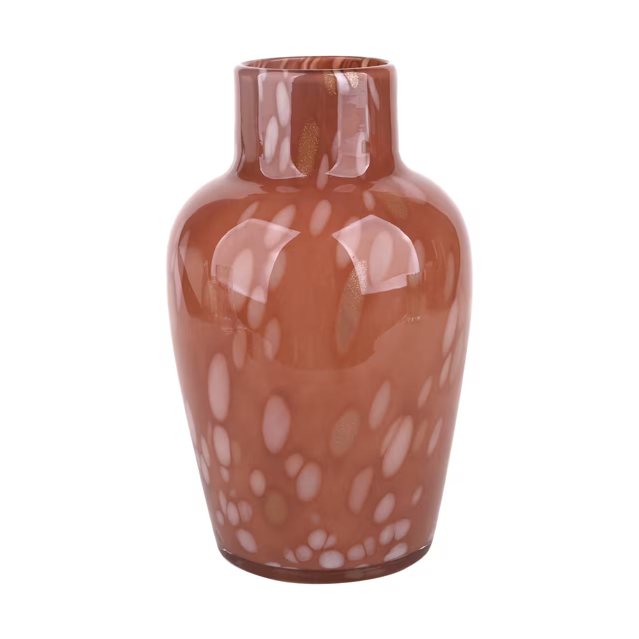 Pink Mottled Glass Vase – Decorative Floral Container, 7.5"