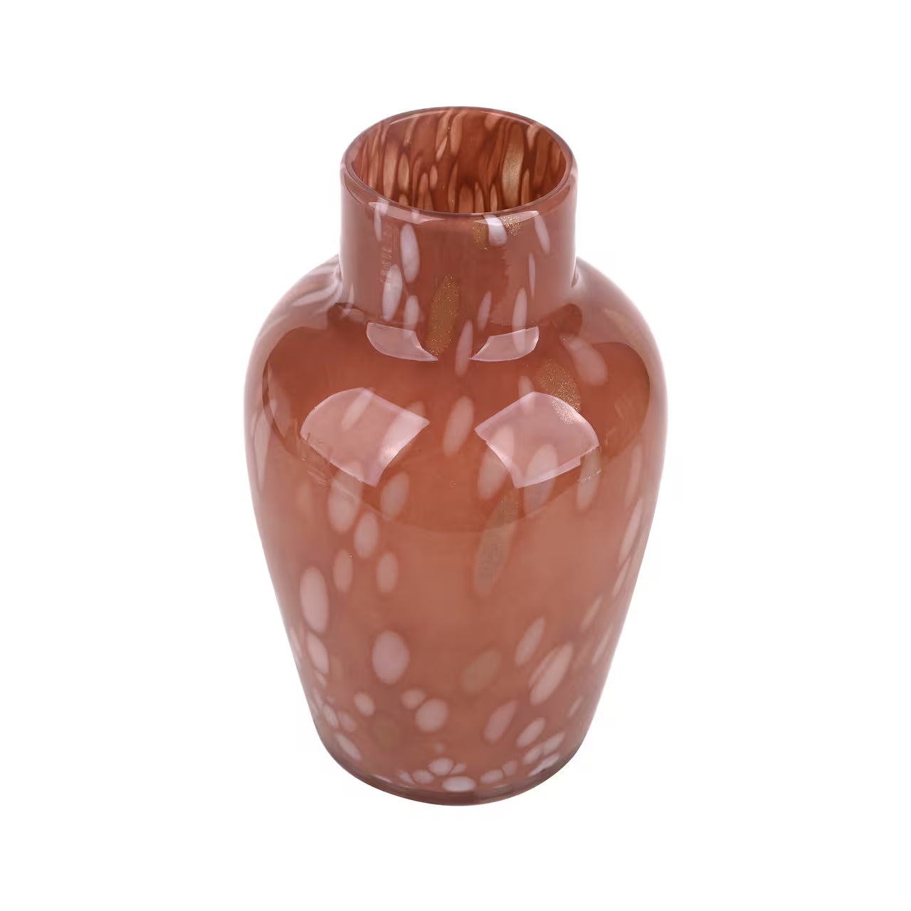 Pink Mottled Glass Vase – Decorative Floral Container, 7.5"