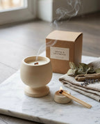 Jesmonite Pedestal Candle – Hand-Poured Soy Wax & Crackling Wood Wick-0