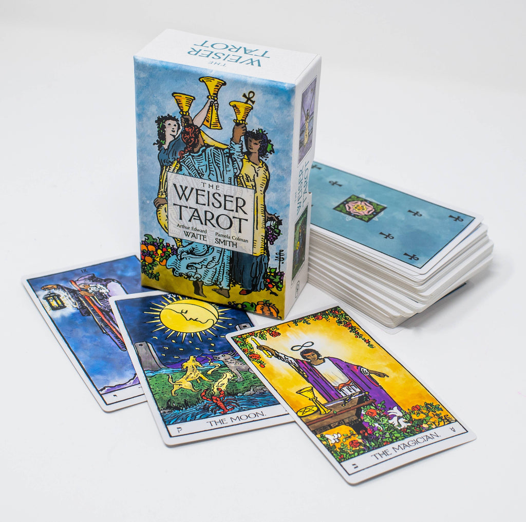 Weiser Tarot cards with tarot cards displayed on a white background