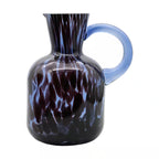 Blue Glass Pitcher Vase with Handle – Mottled Pattern, Decorative Floral Container