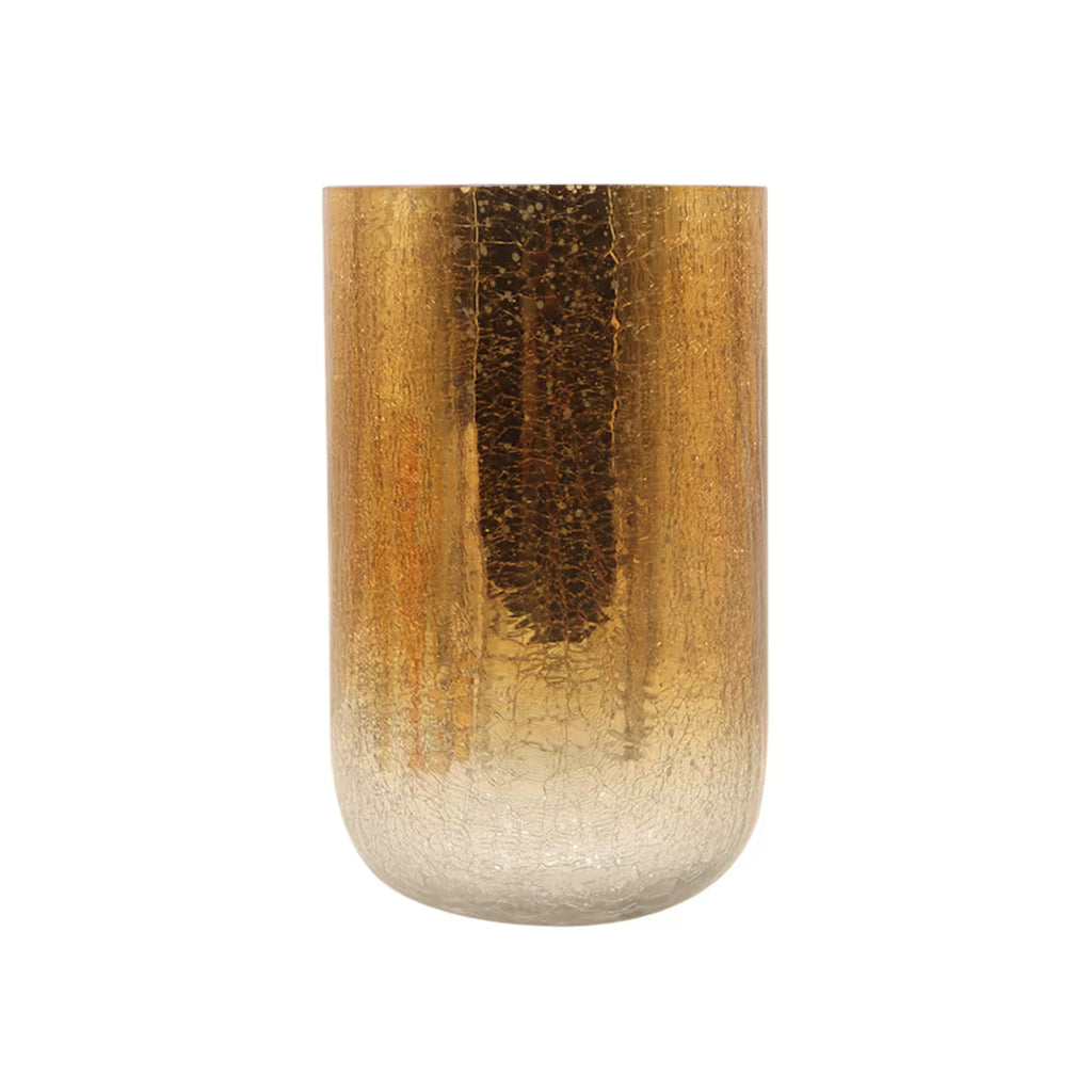 Crackled Ombre Glass Pillar Candle Holder – Elegant Home Accent