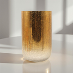 Crackled Ombre Glass Pillar Candle Holder – Elegant Home Accent