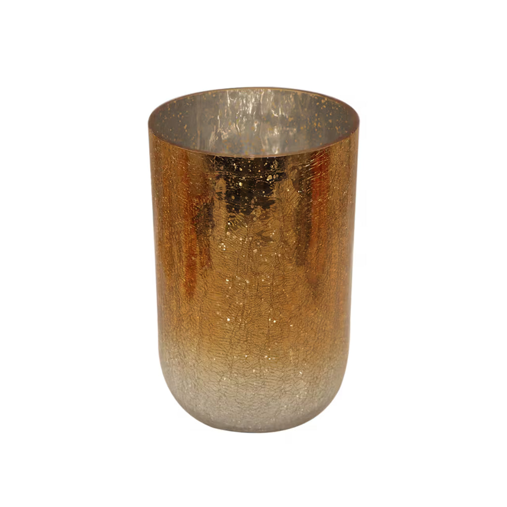 Crackled Ombre Glass Pillar Candle Holder – Elegant Home Accent
