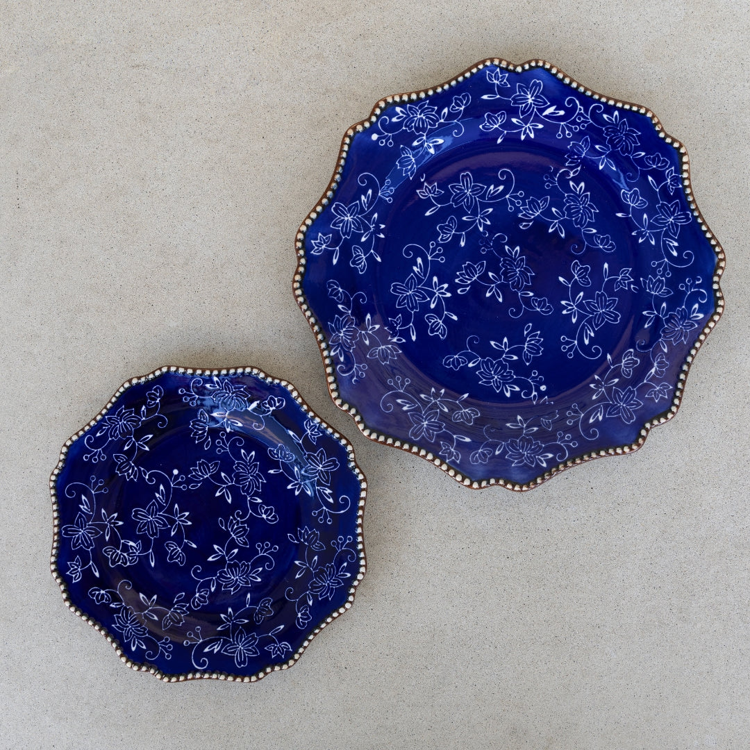 Floral Lace Blue Dinnerware  10 Piece Set