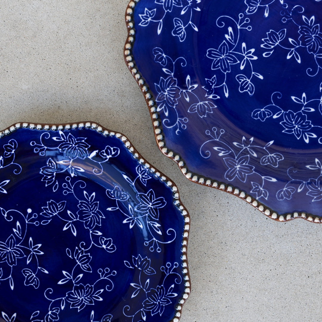 Floral Lace Blue Dinnerware  10 Piece Set