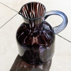 Blue Glass Pitcher Vase with Handle – Mottled Pattern, Decorative Floral Container