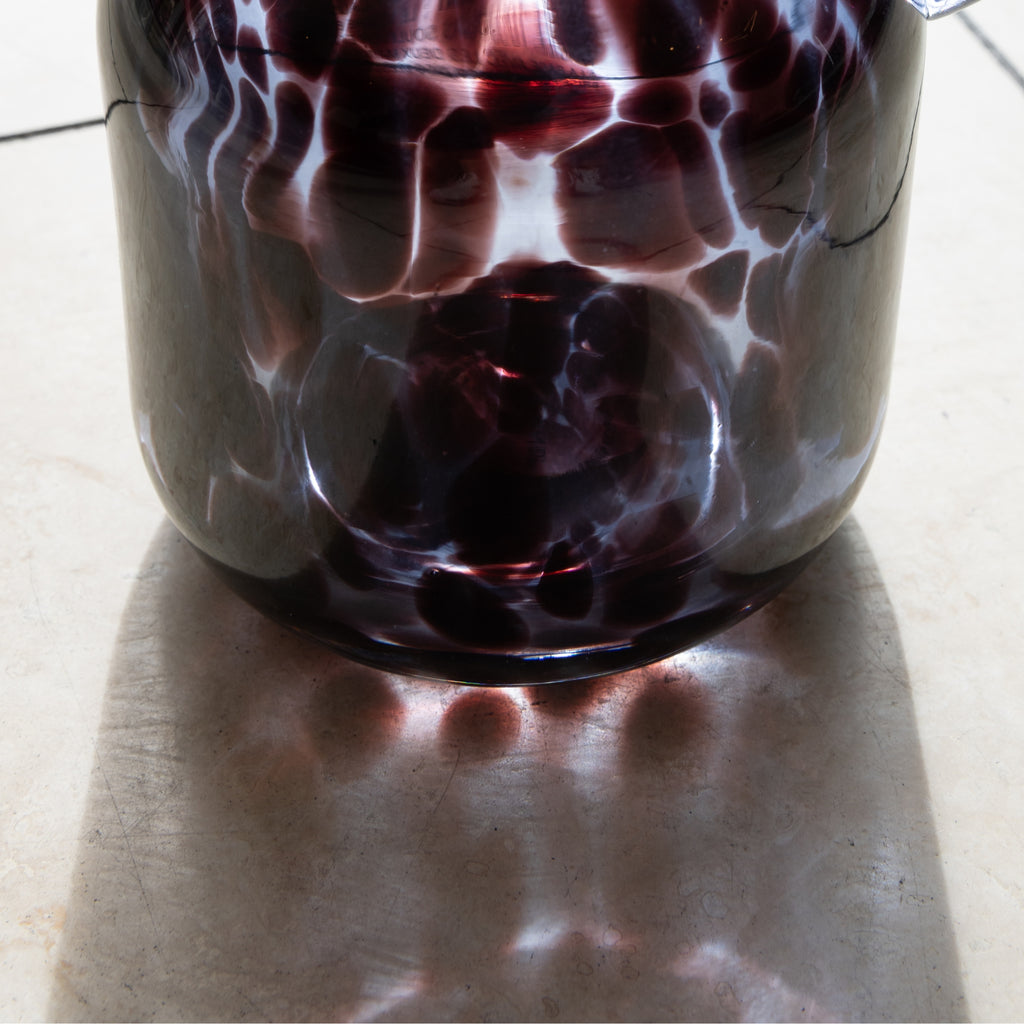 Blue Glass Pitcher Vase with Handle – Mottled Pattern, Decorative Floral Container