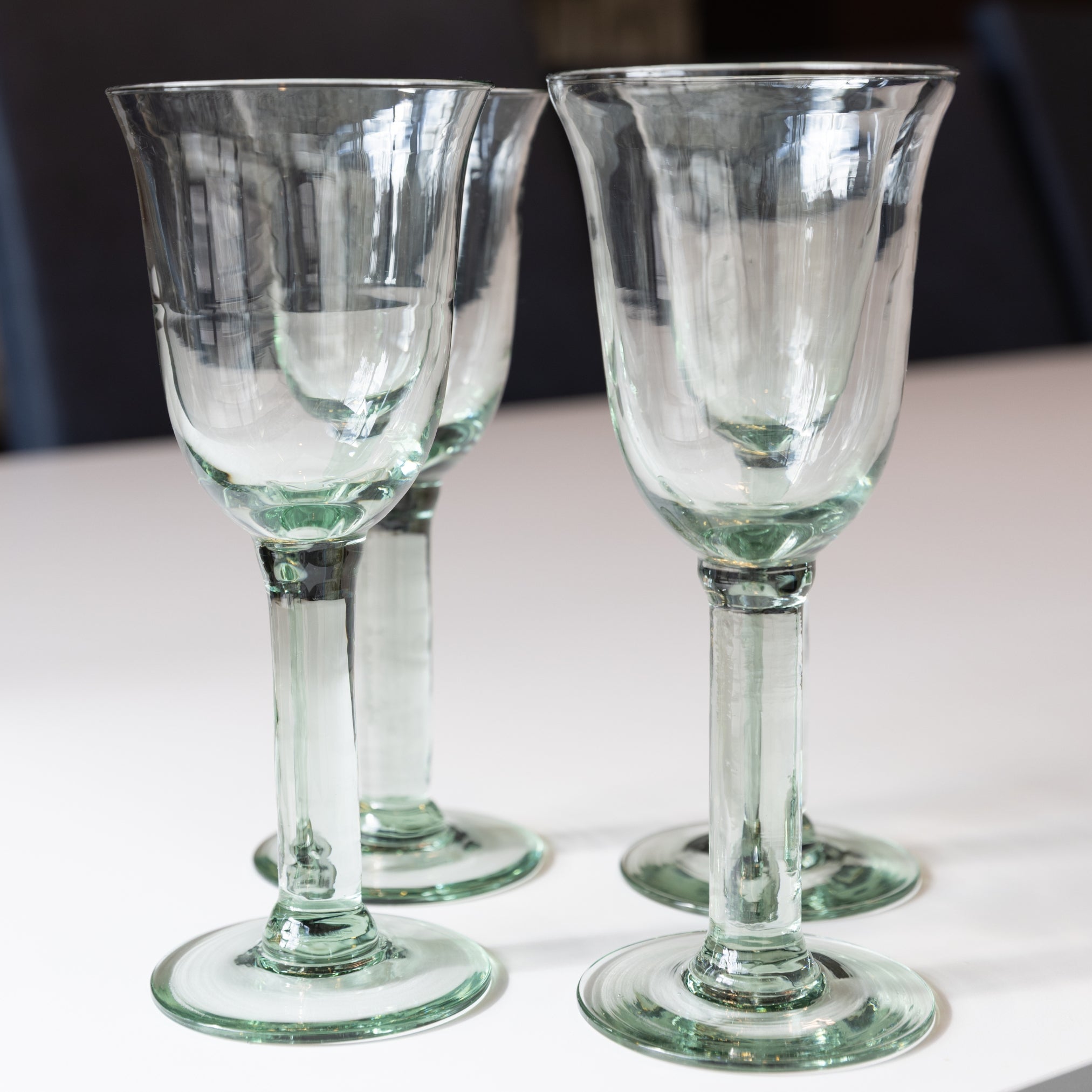 Set of 4 La Mediterranea Verde Green Glass Goblets