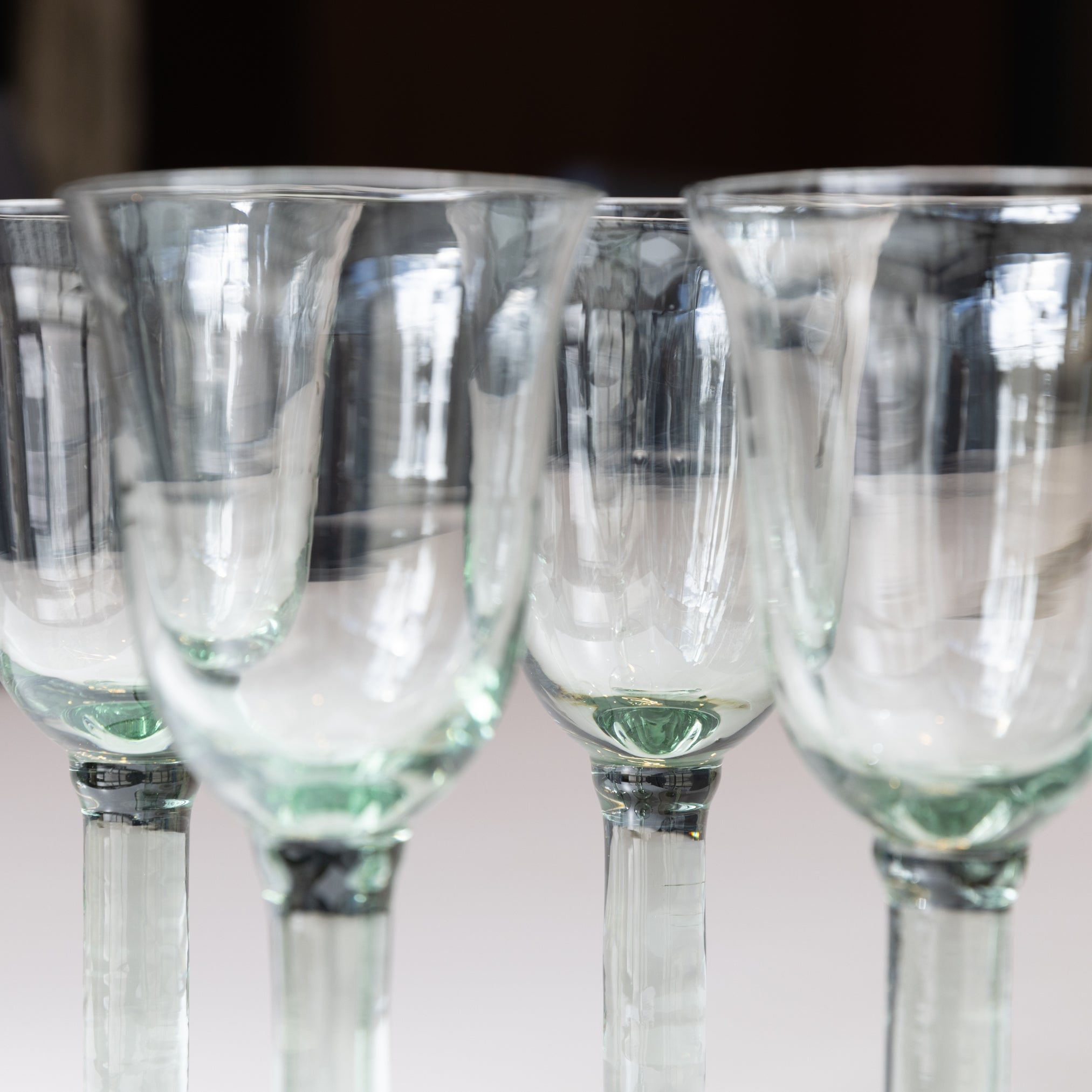 Set of 4 La Mediterranea Verde Green Glass Goblets