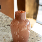 Pink Mottled Glass Vase – Decorative Floral Container, 7.5"