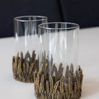 Wheat Glass Pillar Candle Holder – Decorative Candle Container