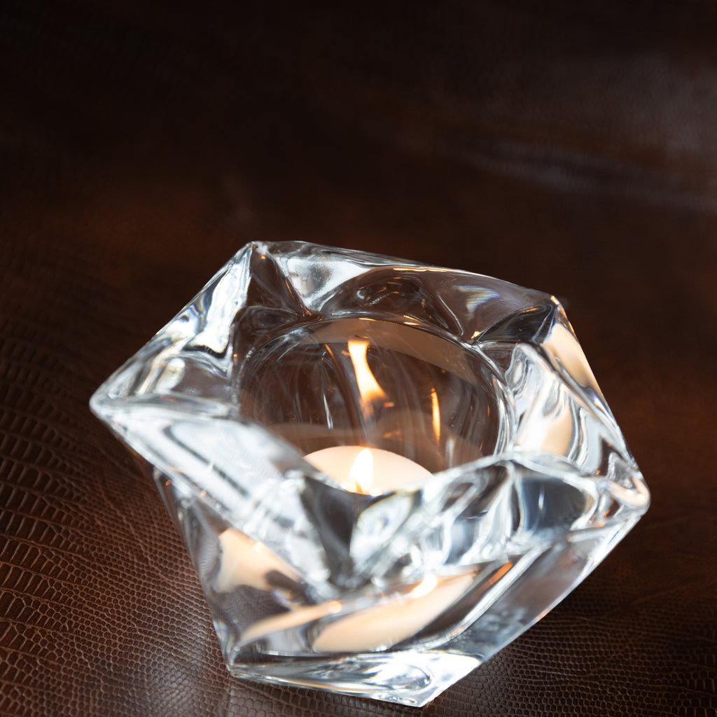Vintage Art Deco Crystal Swirl Star Votive Candle Holder Paper Weight