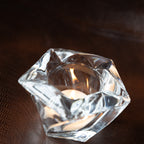 Vintage Art Deco Crystal Swirl Star Votive Candle Holder Paper Weight