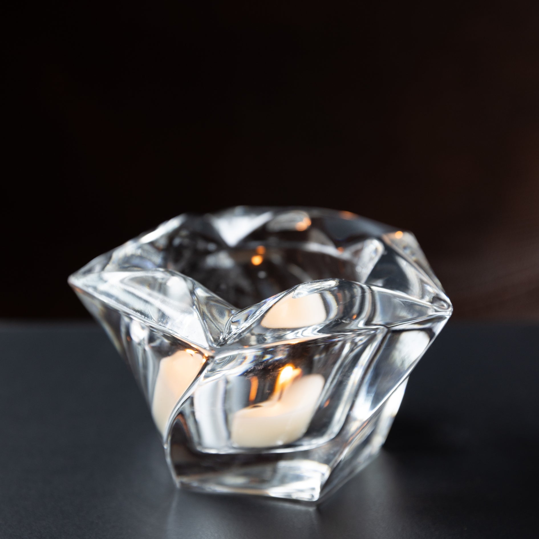 Vintage Art Deco Crystal Swirl Star Votive Candle Holder Paper Weight