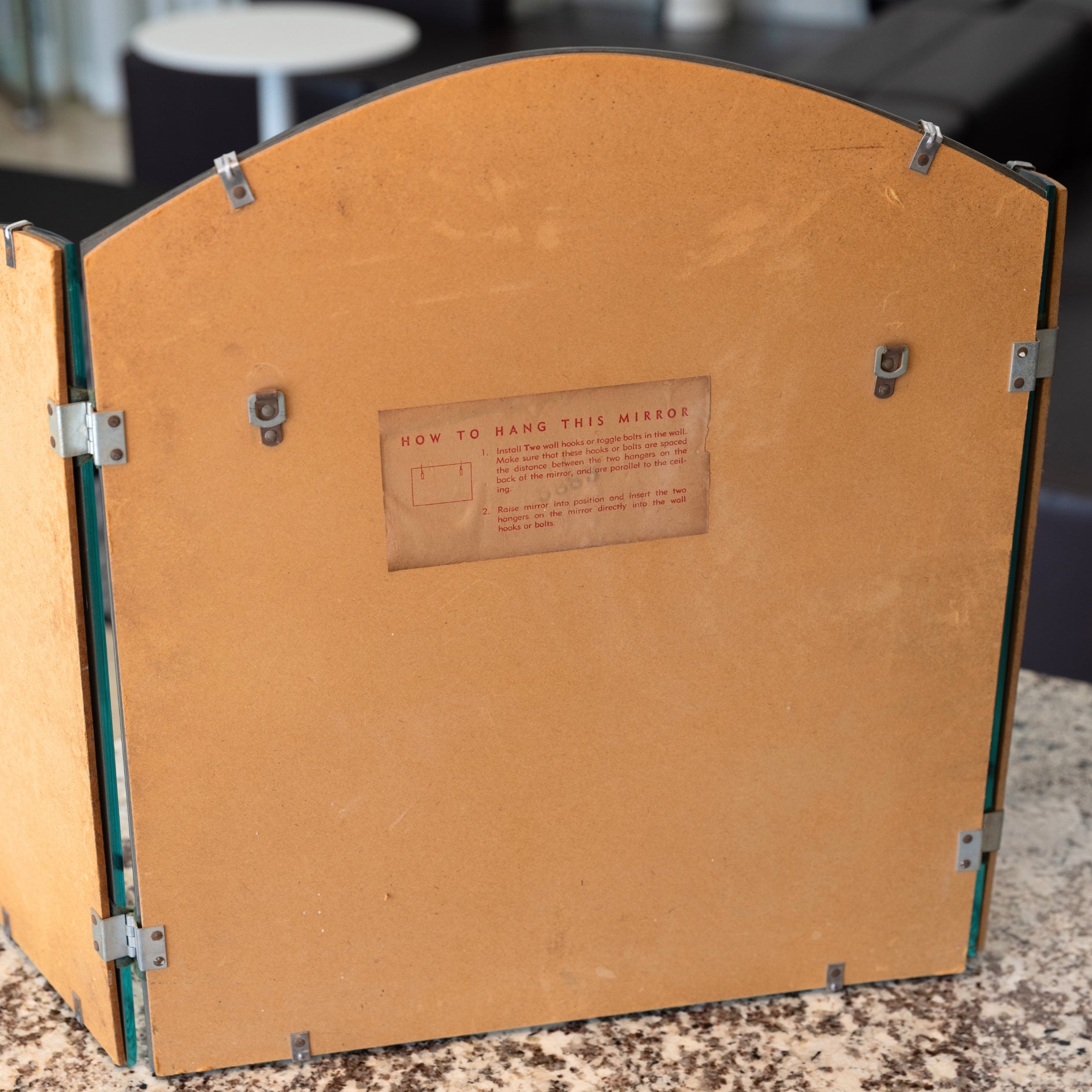 Antique 3-Panel Beveled Vanity Mirror | Frameless Tri-Fold (Late 1800s–1920s)