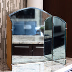 Antique 3-Panel Beveled Vanity Mirror | Frameless Tri-Fold (Late 1800s–1920s)