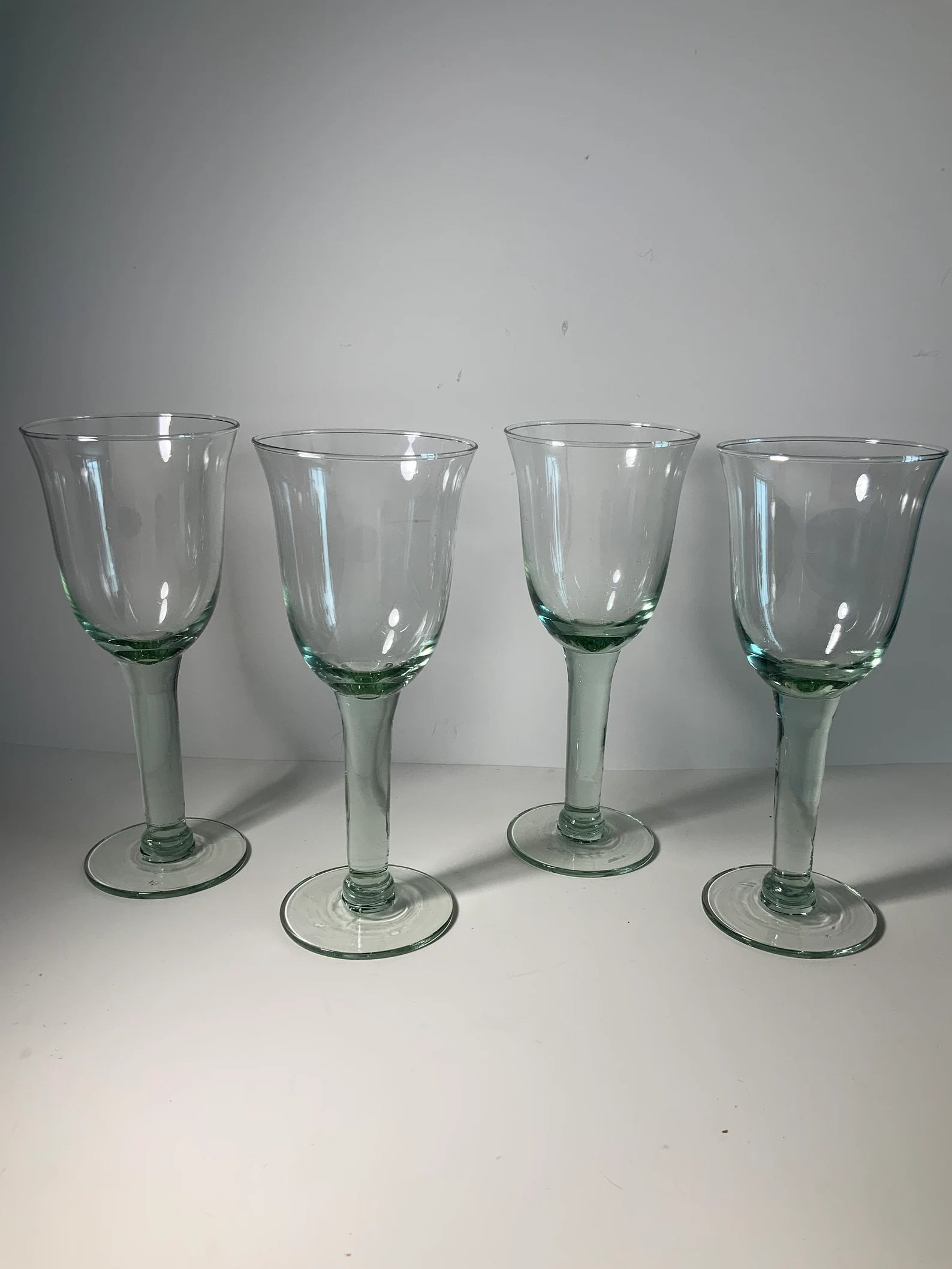 Set of 4 La Mediterranea Verde Green Glass Goblets