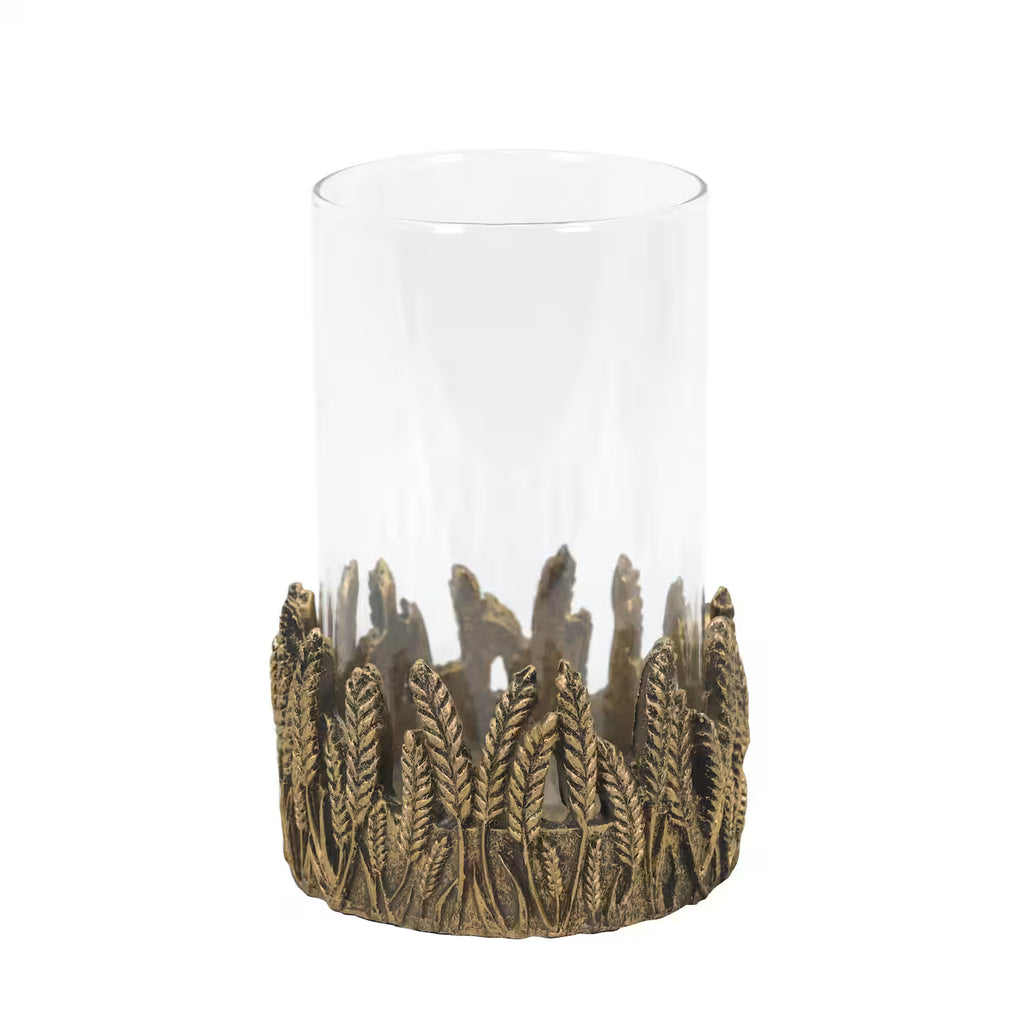 Wheat Glass Pillar Candle Holder – Decorative Candle Container