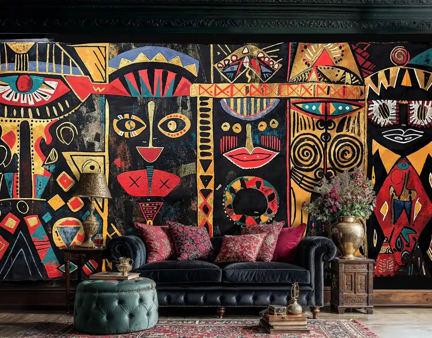 African Tribal Art Wall Mural-4