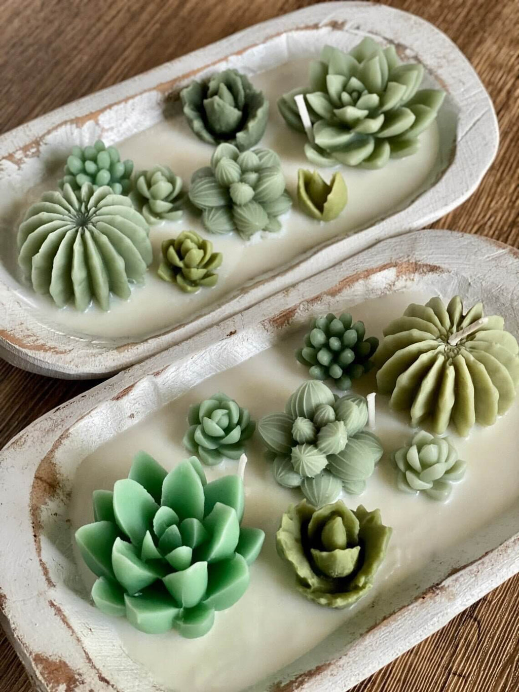 Arizona Dream Cactus Garden Candle — Sculptural Soy Wax in Carved Wood Bowl-0