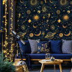 Celestial Navy and Gold Sky Wallpaper-2