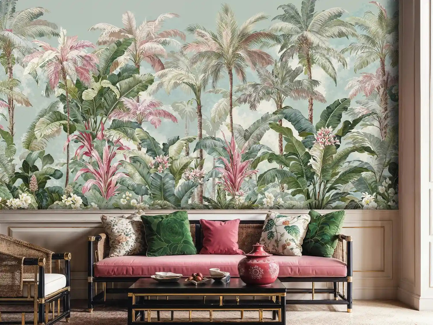 Tropical Palms and Lush Botanicals Wall Mural-1