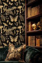 Enchanted Forest Wallpaper in Black and Gold-1