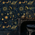 Celestial Navy and Gold Sky Wallpaper-0