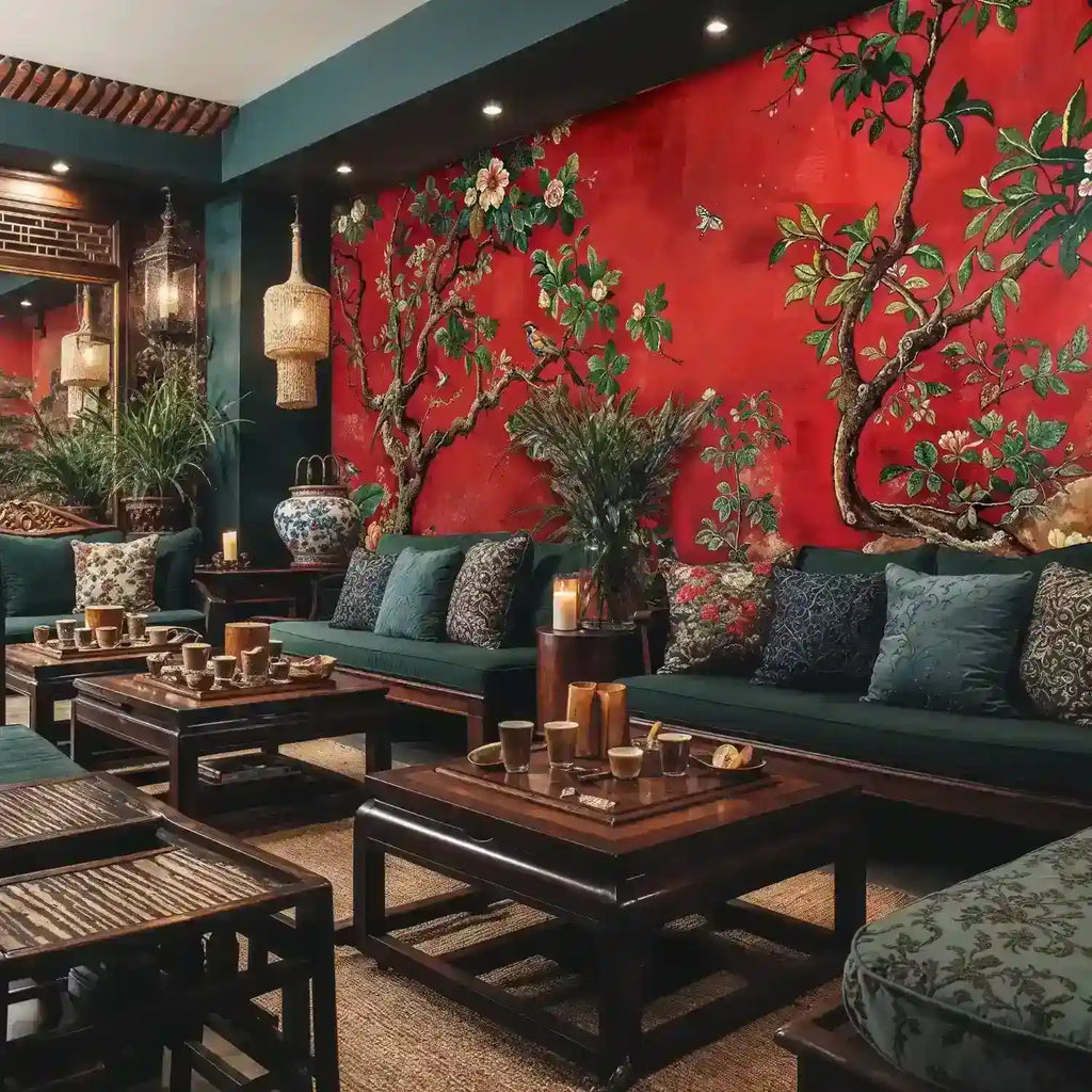 Chinoiserie Birds and Trees Wall Mural-2