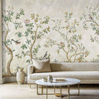 Chinoiserie Birds and Blossoming Branches Wall Mural-4
