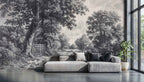 Vintage Countryside Wall Mural in Black and White-0