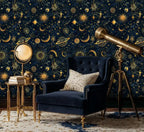 Celestial Navy and Gold Sky Wallpaper-3