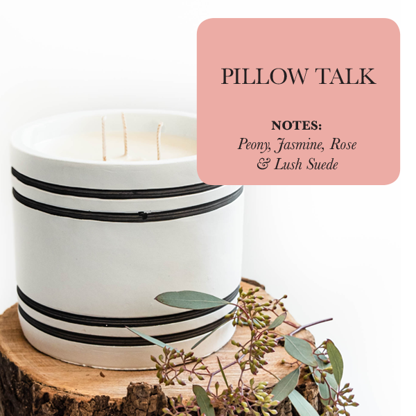 Pillow Talk Peony Candle | Luxury Floral Soy Candle with Peony, Rose & Jasmine | 3-Wick Cement Vessel Candle