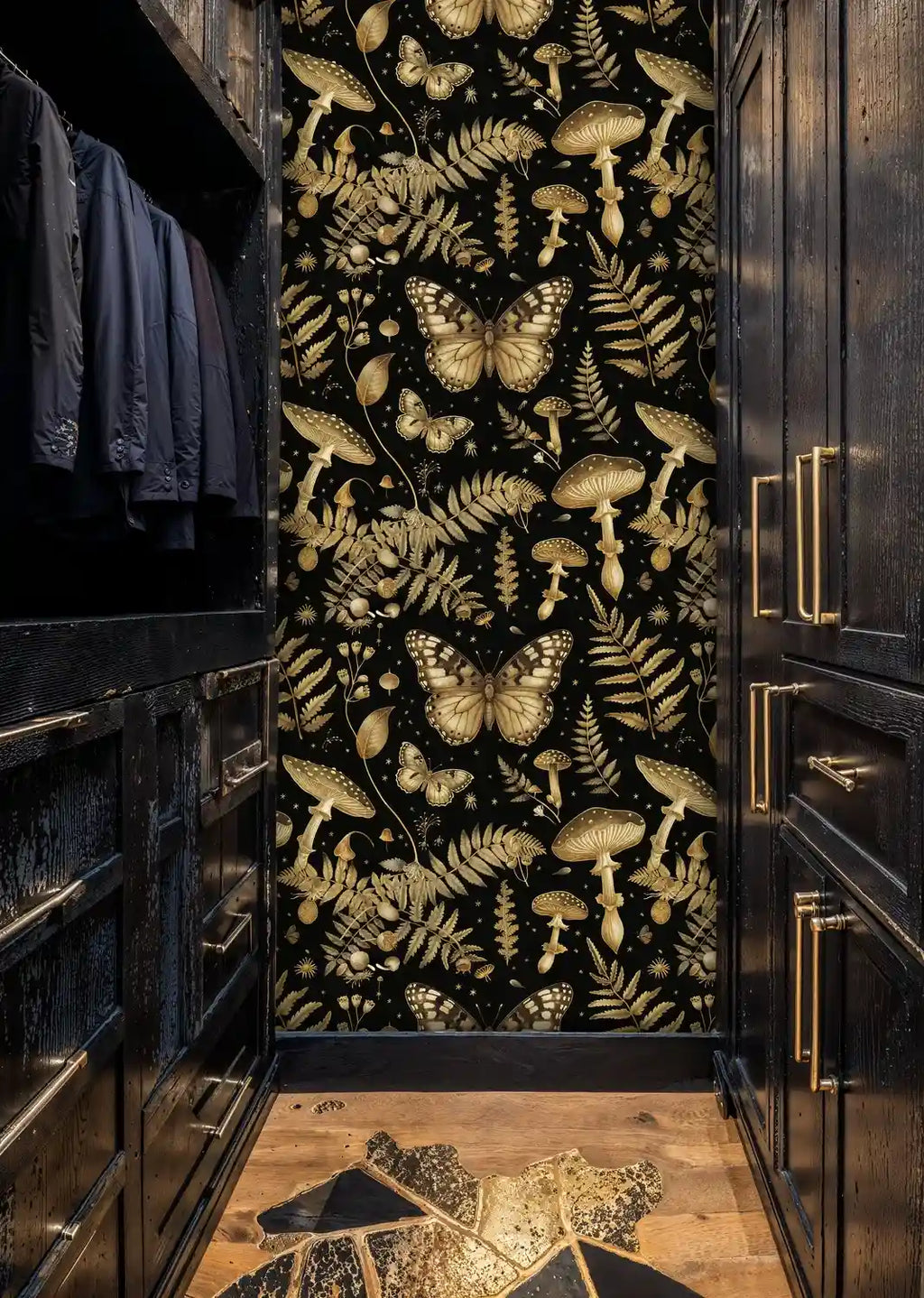 Enchanted Forest Wallpaper in Black and Gold-2
