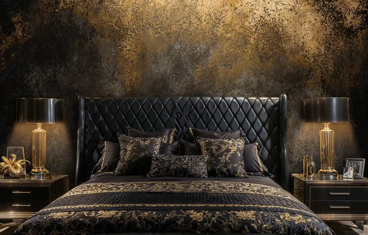 Gilded Patina Wall Mural in Black and Gold-3