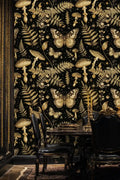Enchanted Forest Wallpaper in Black and Gold-0