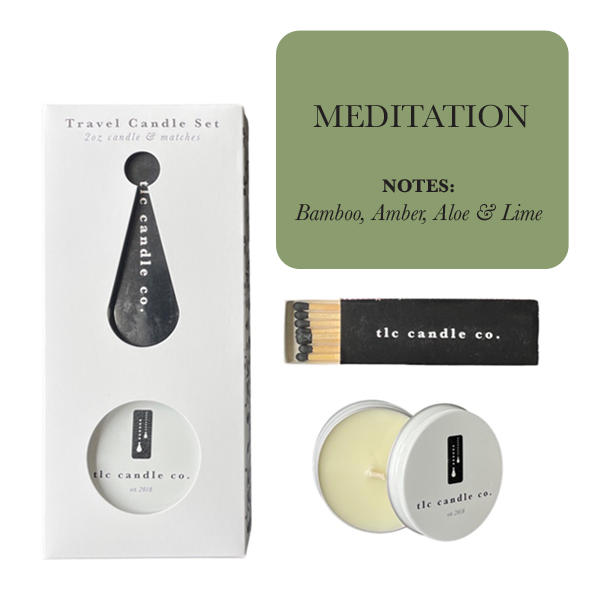 Meditation Travel Candle | Bamboo, Aloe & Lime Soy Candle | Calming Spa-Inspired Candle with Matches