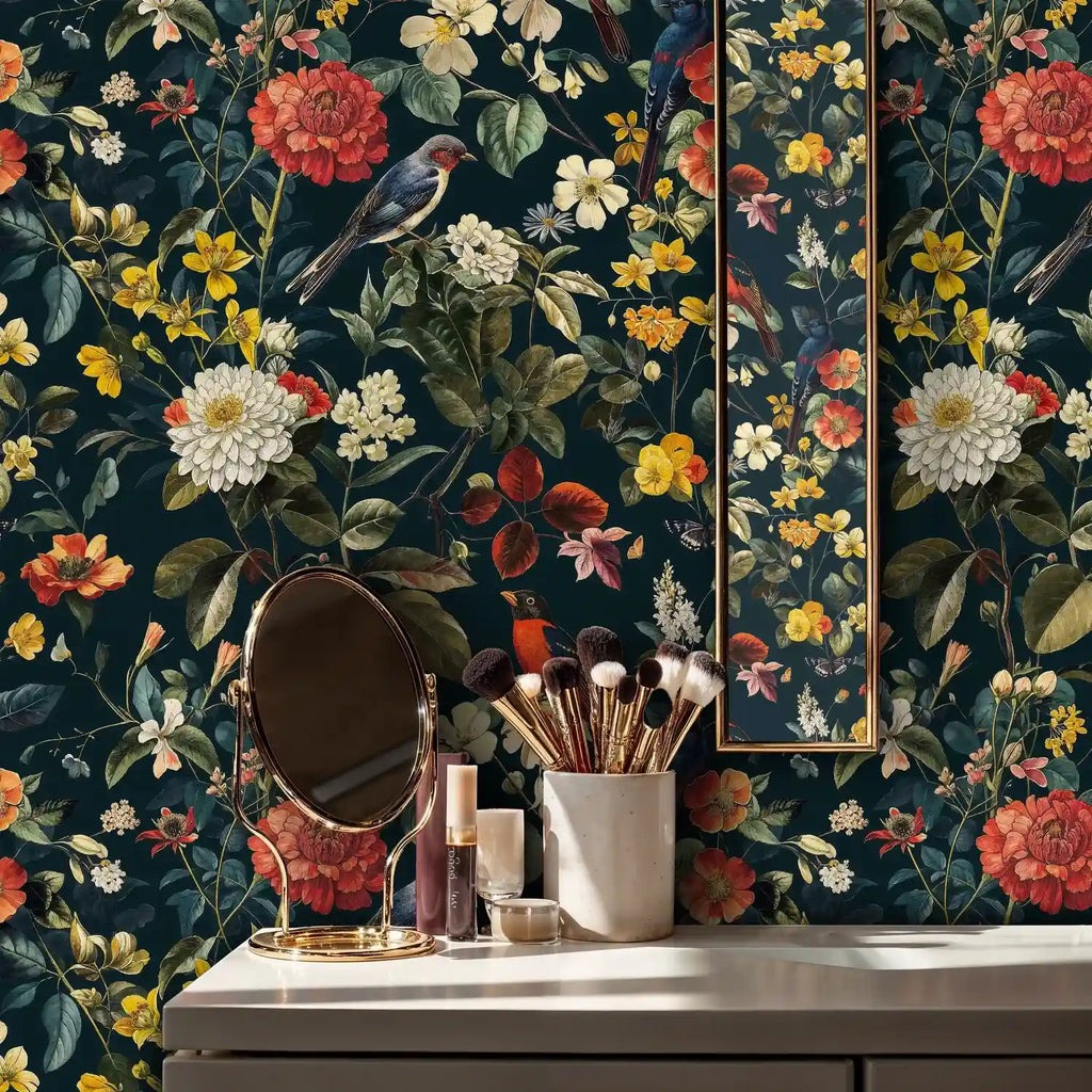 Botanical Birds and Blooms Wallpaper-2