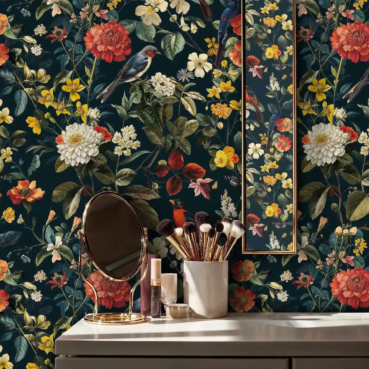 Botanical Birds and Blooms Wallpaper-2