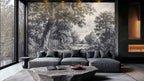 Vintage Countryside Wall Mural in Black and White-1