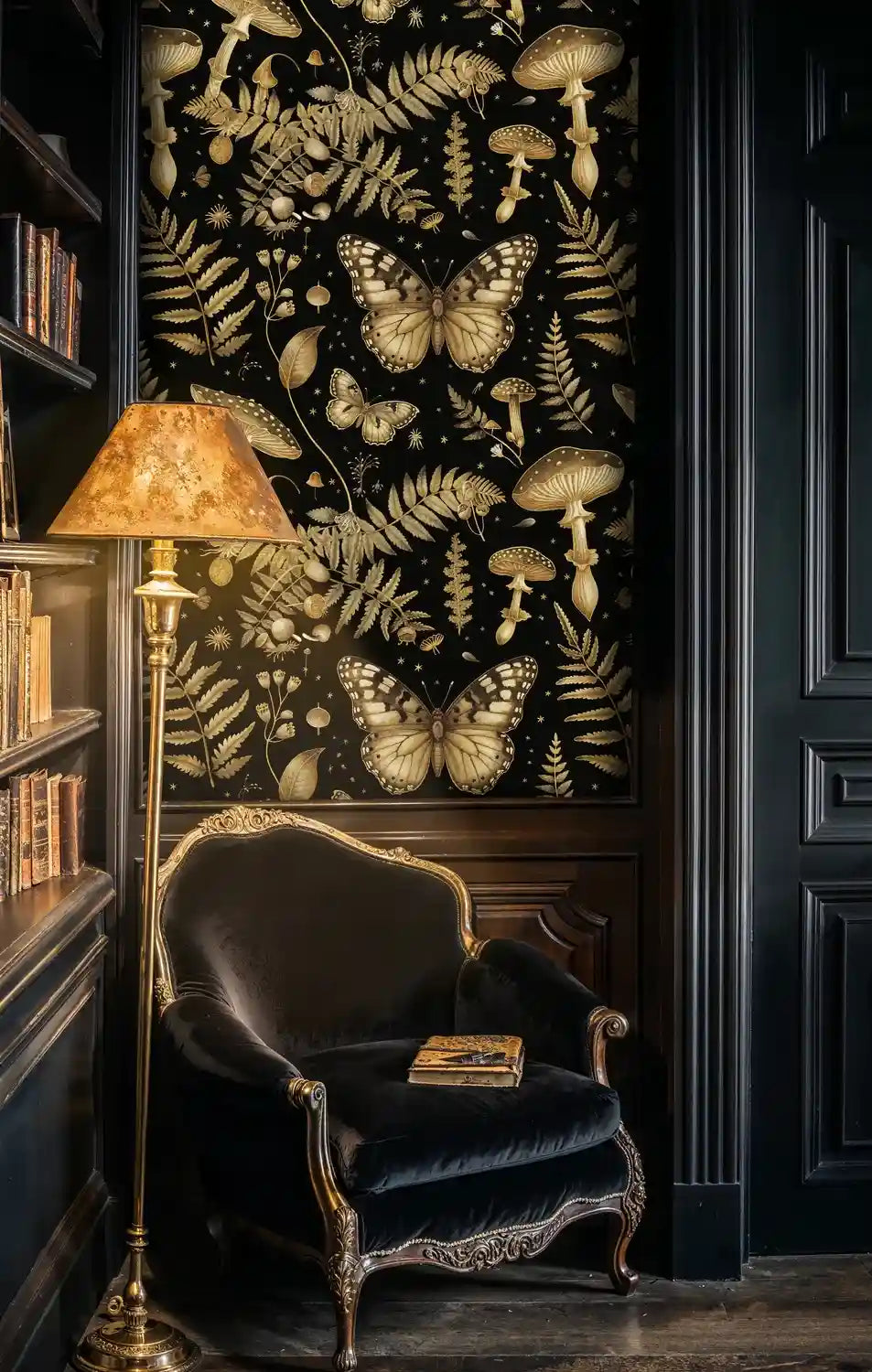Enchanted Forest Wallpaper in Black and Gold-3
