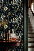 Dark Botanical Clematis Wallpaper-3