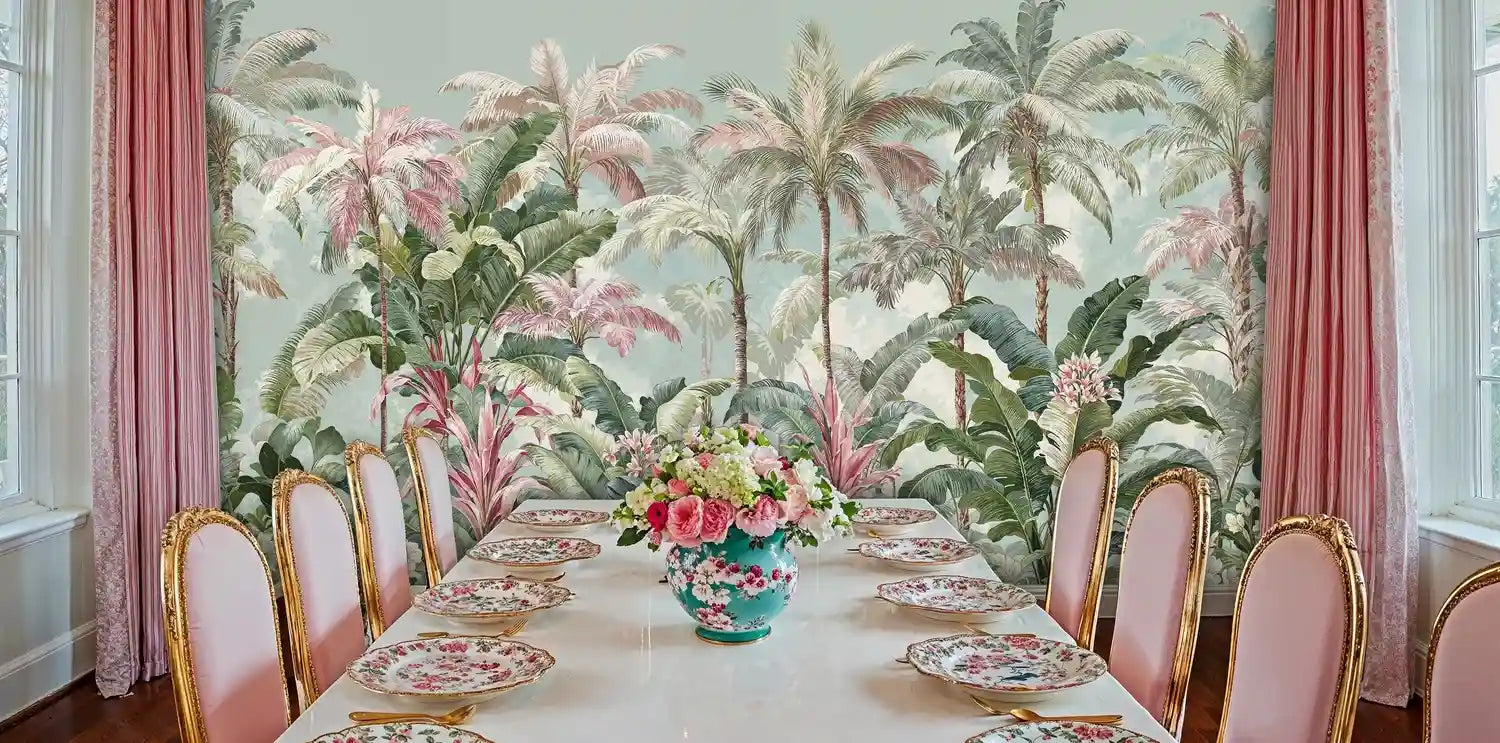 Tropical Palms and Lush Botanicals Wall Mural-4