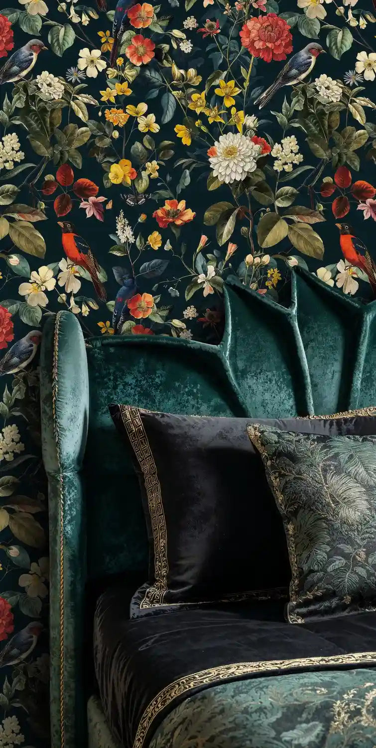 Botanical Birds and Blooms Wallpaper-4