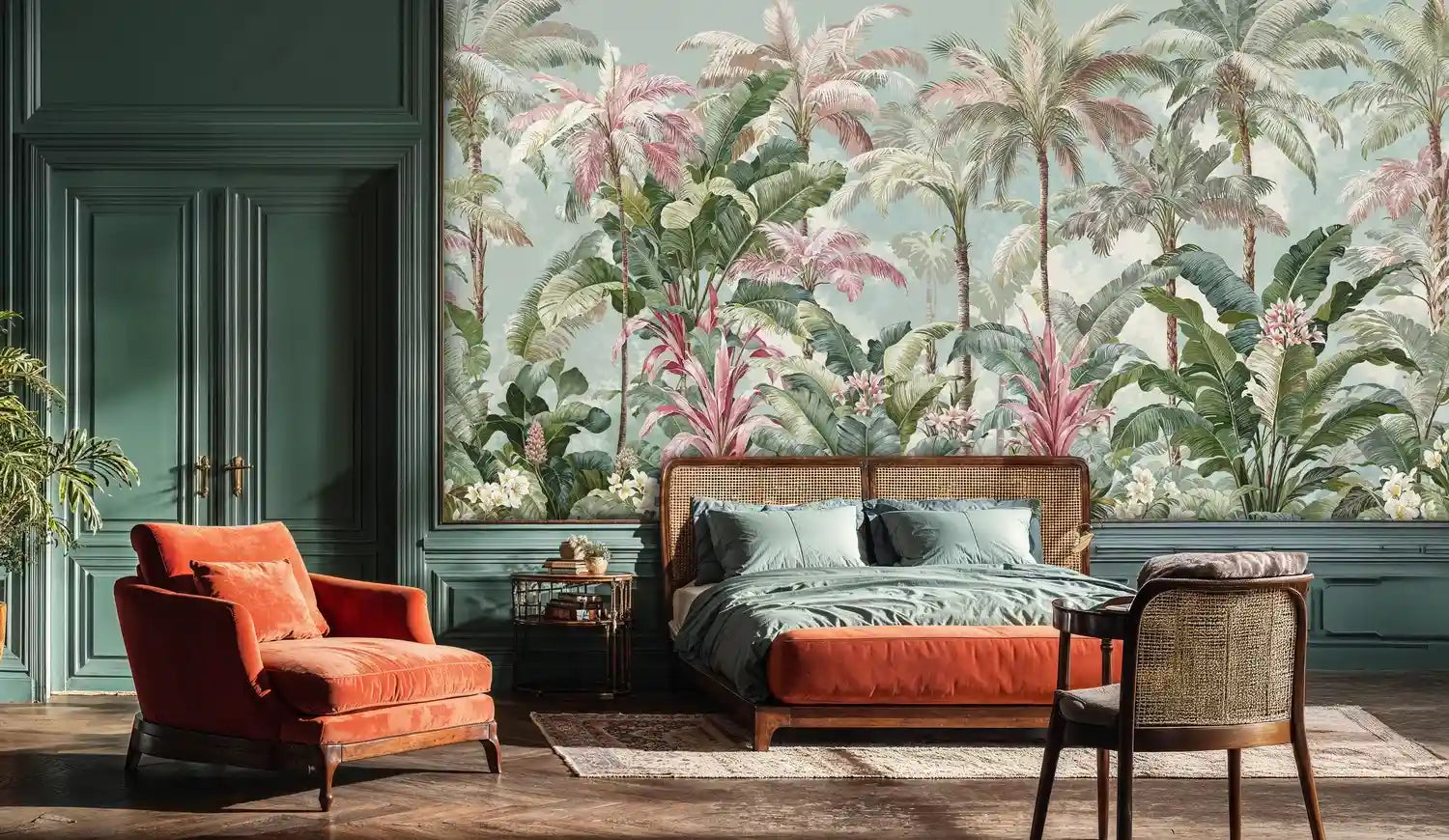 Tropical Palms and Lush Botanicals Wall Mural-0